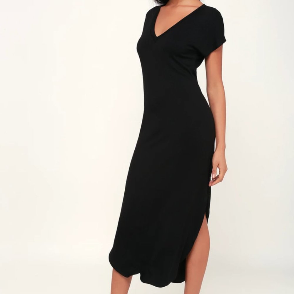 Show Me Love Black V-Neck T-Shirt Dress